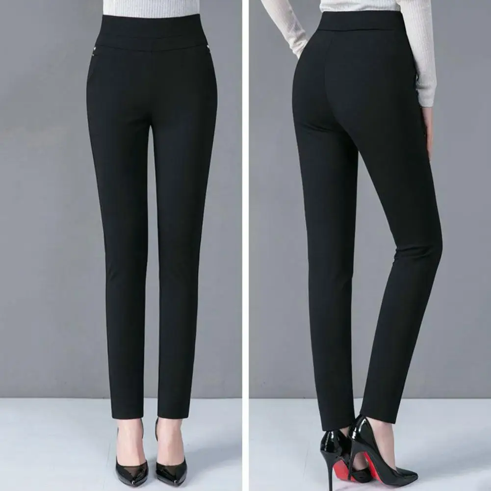 Spring Pants for Women High Waist Casual Stretch Pockets Solid Color Match Top Slim Pencil Pants Mother Clothing - Image 3