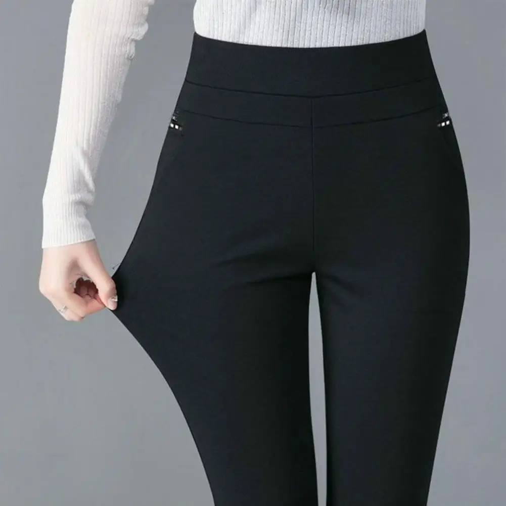 Spring Pants for Women High Waist Casual Stretch Pockets Solid Color Match Top Slim Pencil Pants Mother Clothing - Image 4